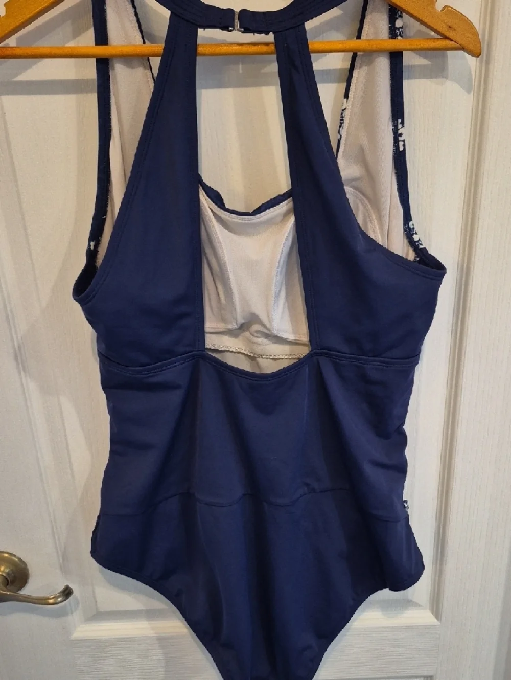 Jantzen Navy Blue and White Printed One Piece Swimsuit